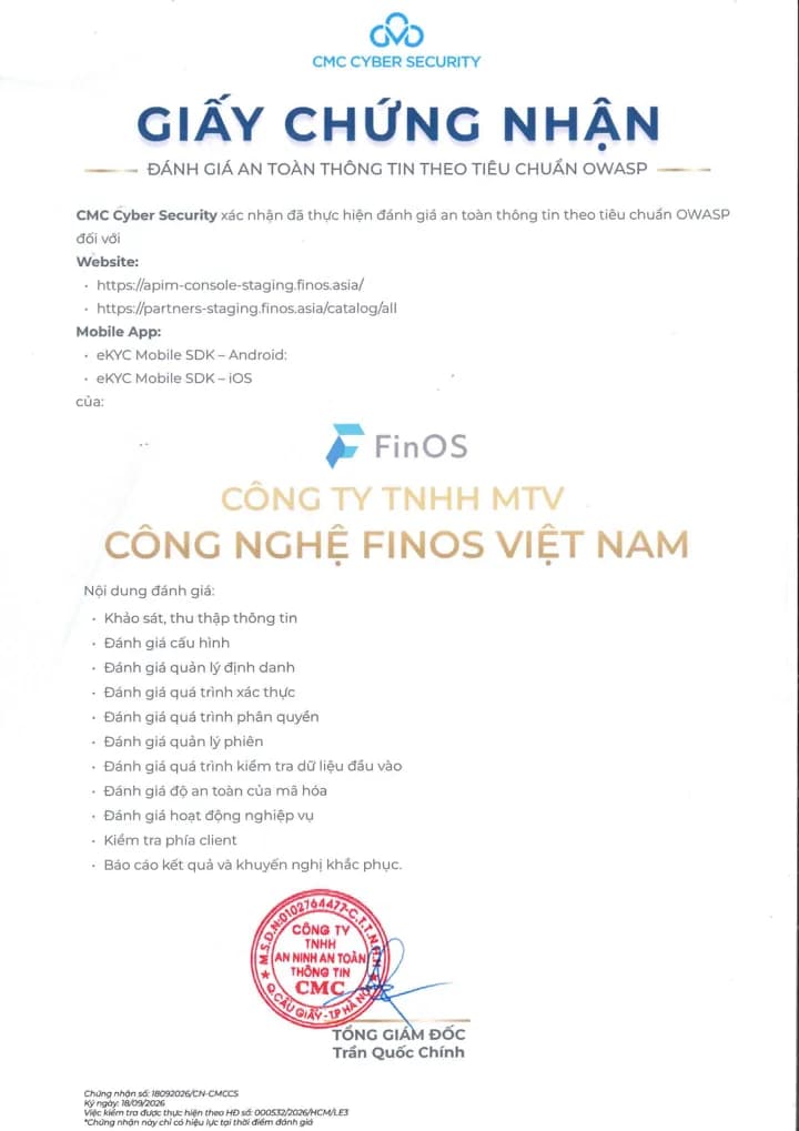 OWASP Security Assessment Certificate — Vietnamese version